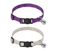 Small Dog Collar Quick Release Buckle Dog Girls and Boys Collar Set of 2 Cute Purple Hearts Valentine's Day Cute Spring Flowers Rustic Beige