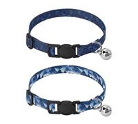 Small Dog Collar Quick Release Buckle Girl & Boy Dog Collars 2 Packs Chinese Style Moon Cloud Dark Blue Chinese Pattern Mountain Blue