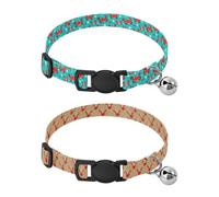 Small Dog Collar Release Buckle Male Dog Collars Set of 2 Red Crab White Dot Ocean Reindeer Red Mug Winter