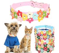 Small Dog Collar with Flower, Cute Pretty Fancy Cat Collar PU Leather Dogs Collar Girl Boy Adjustable for XSmall Small Medium Pet (Size XS,Pink-1)