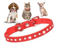 small dog collars for female dogs,Bling Diamond Pretty Crystal Sparkly Rhinestone Glitter Jewel Puppy Collar for XXS Xs Small Medium Pet Girl Cat Female Kitten,Red XS