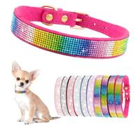 Small Dog Collars For Female Dogs Girls Cute Bling Rhinestone Puppy Collars Pretty Fancy Crystal Diamond Sparkling Glitter Cat Collars For Kitten XXS XS Small Medium Breed Pets, Colorful Rose M