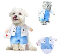 Small Dog Doctor Costume Halloween Cat Costume Funny Cosplay Doctor Coat Onesies Outfits for Puppy Kitten Cat Doctor Uniform Apparel Pet Jeans Christmas Clothes (Doctor Cat Costume, X-Small)