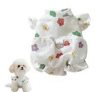 Small Dog Dress for Girl, Chiffon Floral Print Puppy Dress with Elastic Waistband, Lightweight and Breathable Pet Clothes, Summer Puppy Outfit for Chihuahua, Yorkie, Small Dogs(White,XS)