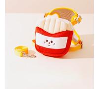 Small Dog Escape-Proof Harness with Backpack, Adjustable Chest Straps and Leash Set, for Dogs Under 33 lbs, General for cats and dogs,Hamburgers, takeout boxes, etc. (S, french fries)