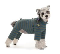 Small Dog Fleece 4-Legs Clothing,Dog Winter Reflective Adjustable Warm Stripe Jumper,Cold Weather Puppy Onesie Bodysuit Pajamas for Small Medium Dog_XL(Green)