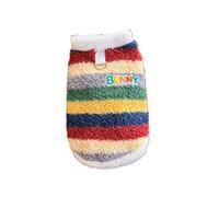 Small dog four-legged suit, rainbow striped turtleneck thermal underwear, autumn and winter base layer, cute pet fashion clothing(Blue Vest,6XL)