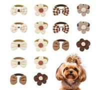 Small Dog Hair Bows 16 Pieces Pet Elastic Bowknot Accessories | Puppy Elastic Hair Ties for Walking Commuting Daily Party Gathering Summer Playground Park