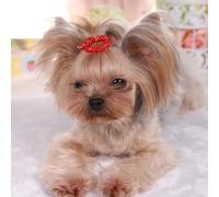 Small Dog Hair Hair Accessories Bow,Red Rhinestone Lip Hair Clip for Dogs, Teddy Yorkie Maltese Dog Hair Grooming Products Party Outdoor