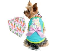 Small Dog Happy Easter Outfit Bunny Shirt & Bandanas Pet Cat Clothes Vest Blue S