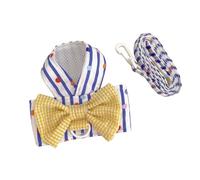 Small Dog Harness Leash Set,Cute Pet Princess Vest with Bow Knot,Breathable Mesh Pet Harness Apparel for Cat Puppy Small Medium Dog_XL(Blue)