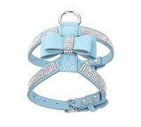 Small Dog Harness,Rhinestone Puppy Kitty Vest Harnesses Female Cute Fancy Sparkling Soft Pretty Crystal Diamond for XS Dog Pet Blue XXS