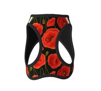 Small Dog Harness with Leash, Red Cartoon Ladybug Flower Dog Harness