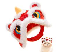 Small Dog Hat, Cute Plush Pet Hat Cat Costumes - Soft Headwear for Small Pets Chinese New Year Costume Lion Dance Clothes for Cat Puppy Dog