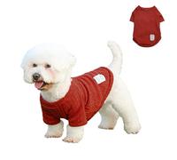 Small Dog Jumper,Dog Autumn/Winter Sweater Pet Knitted Pullover Vest,Cold Weather Pet Warm Clothes Outfits Coat for Cat Puppy Small Medium Dog_2XL(Red)