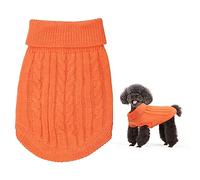 Small Dog Jumper, Warm Puppy Sweater for Small Dogs Winter Knitted Dog Pullover Soft Turtleneck Dog Clothes Vest for Pet Autumn, Winter Outfit for Yorkshire, Chihuahua, Welsh Corgi (S, Orange)