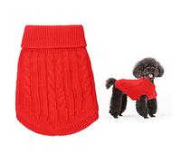 Small Dog Jumper, Warm Puppy Sweater for Winter - Knitted Pullover Soft Turtleneck Clothes Vest for Pet Autumn, Winter Outfit - Welsh Corgi, Yorkshire Terrier, Chihuahua (XS, Red)