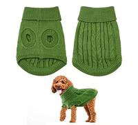 Small Dog Jumper, Warm Puppy Sweater for Winter - Knitted Pullover Soft Turtleneck Clothes Vest for Pet Autumn, Winter Outfit - Welsh Corgi, Yorkshire Terrier, Chihuahua (XS, Green)