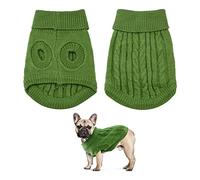 Small Dog Jumper, Warm Puppy Sweater for Winter - Knitted Pullover Soft Turtleneck Clothes Vest for Pet Autumn, Winter Outfit for Welsh Corgi, Yorkshire Terrier, Chihuahua (S, Green)