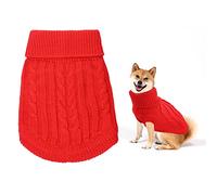 Small Dog Jumper, Warm Puppy Sweater for Winter - Knitted Pullover Soft Turtleneck Clothes Vest for Pet Autumn, Winter Outfit - Welsh Corgi, Yorkshire Terrier, Chihuahua (M, Red)