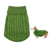Small Dog Jumper, Warm Puppy Sweater for Winter - Knitted Pullover Soft Turtleneck Clothes Vest for Pet Autumn, Winter Outfit - Welsh Corgi, Yorkshire Terrier, Chihuahua (M, Green)