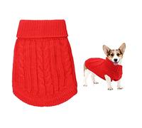 Small Dog Jumper, Warm Puppy Sweater for Winter - Knitted Pullover Soft Turtleneck Clothes Vest for Pet Autumn, Winter Outfit - Welsh Corgi, Yorkshire Terrier, Chihuahua (S, Red)