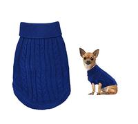 Small Dog Jumper, Warm Puppy Sweater for Winter - Knitted Pullover Soft Turtleneck Clothes Vest for Pet Autumn, Winter Outfit - Welsh Corgi, Yorkshire Terrier, Chihuahua (XS, Blue)