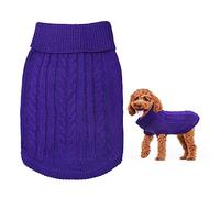 Small Dog Jumper, Warm Puppy Sweater Winter Knitted Pullover Soft Turtleneck Clothes Vest for Pet Autumn, Winter Outfit for Chihuahua, Yorkshire, Welsh Corgi (XS, Purple)