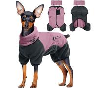 Small Dog Jumper, Winter Clothes for Small Dogs Thermal Doggy Jumper with Neck Scarf Separate Snood Heated Coat French Bulldog Full Body Fleece Keeping Puppy Warm(Pink, S)