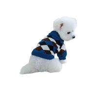 Small Dog Knitting Sweater Jumper,Dog Christmas Knitwear Pullover Cold Weather Pet Warm Coat for Puppy Small Medium Dog_XS(Blue Grid)