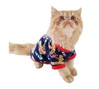 SMALL DOG ONLY Puppy Cat Christmas Outfit Fleece Winter Girl Boy Jumper Coat Clothes Hoodies Fancy Dress Costume Wedding Party Pullover Fleece Sweatshirt Navy Red Gingerbread Man Candy Canes Small
