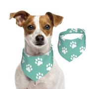 Small Dog Paw Prints On Blue,Dog Bandanas Cotton Pet Scarf Adjustable Bibs for Pet,L