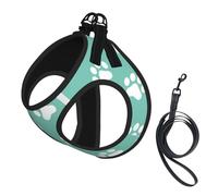Small Dog Paw Prints On Blue,Pet Harness,Adjustable Reflective Dog Harness,Pet Leash Vest,S