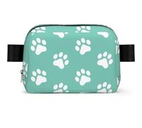 Small Dog Paw Prints On Blue, Square Waist Bag Travel Bum Bag Casual Chest Bag Fanny Pack for Men Women