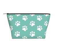 Small Dog Paw Prints On Blue, Toiletry Pouch Makeup Bag Cosmetic Bag Portable Travel Toiletry Bag