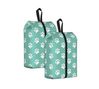 Small Dog Paw Prints On Blue, Travel Shoe Bags 2 Pack, Waterproof Shoe Storage Bags, Shoe Organizer for Travel and Home
