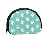 Small Dog Paw Prints On Blue, Women's Storage Bag Shell Makeup Bag Small Coin Purse Shell Change Pouch