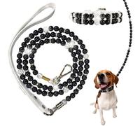 Small Dog Pearl Collar and Leash Set, Black and White Crystal Rhinestone Imitation Pearl Dog and Cat Collar with Leash,Cute Dog Collar and Leash Set ,Suitable for S Dogs' Weddings and Birthday Parties