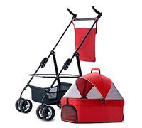 Small Dog Pram Pet Stroller for Cats/Dogs, Separable Dog Strollers for Small Medium Dogs Within 20kg, Pet Gear Dog Prams Pushchairs with Adjustable Awning, Zipperless Entry(Red a)