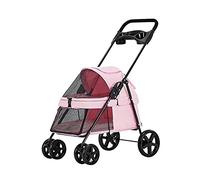 Small Dog Pram Pet Stroller for Cats with Cup Holder Pet Dog Stroller with Rain Cover Dog Pram Pushchair for Small Dogs Luxury Pet Gear (Pink)