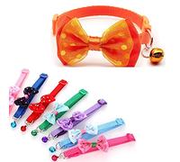 Small Dog Puppy Pet Collar Bow Tie Decoration with Bell Nylon Adjustable Size 19-32cm Orange