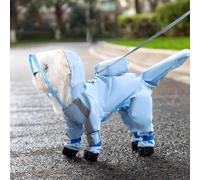 Small Dog Raincoat Rain Jacket Dog Wrapped Feet and Tail can be Led for Bichon Teddy Chihuahua Maltese (Blue,Small)