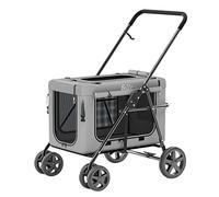 Small Dog Stroller Within 20kg, Premium Dog Strollers for Small Dogs Clearance Pet Gear Stroller No-Zip Pet Strollers for Cats/Dogs, Dog Pram Pushchair with Adjustable Awning(Grey a)