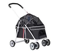 Small Dog Strollers Jogging Pet Stroller for Cats/Dogs, Zipperless Entry Dog Prams Pushchairs with Adjustable Awning, Dog Strollers for Small Medium Dogs Within 20kg(Nero)