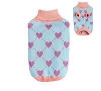 Small Dog Sweater Heart Pattern Soft Stretchy Warm Knit Winter Coat