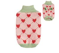 Small Dog Sweater - Knitted Turtleneck Pullover Pet Clothes | Heart Pattern Cat and Puppy Sweater, Warm and Soft Dog Coat for Autumn and Winter, Perfect for Keeping Pets Cozy in Cold Weather