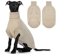 Small Dog Sweater, Pet Thermal Knitted Turtleneck Dog Sweaters for Small Dogs Male Pets Winter Clothes Outfits, Greyhound, Apricot M