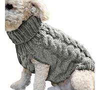 Small Dog Sweaters Turtleneck Knitted Pullover Elastic Dog Christmas Sweater Winter Thick Warm Classic Small Dog Clothes for Chihuahua, Yorkie, Teacup, Dachshund Gray S, Dog Christmas Sweater