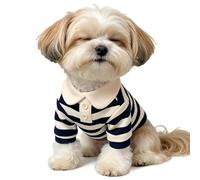 Small Dog T-Shirts - Casual Striped Collared Sets - Breathable Clothes for Small Dogs, for Photography Birthday Holiday Outdoor Travel Park Beach