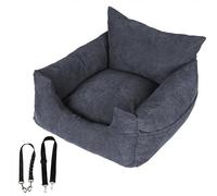 Small Dog Travel Car Seat Pet Car Booster Seat Dog Protector Portable Travel Bed Removable, Washable with Storage Pockets, 55 x 55 x 30CM, Grey